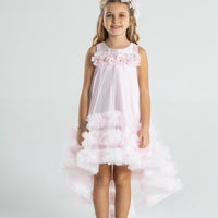 Blush Floral High-Low Tulle Pink Dress 3032