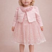 💗Blush Pearl Lace Dress & Jacket Set💗36362