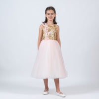 Lovely Pink-Gold Dress M16-23