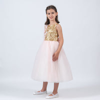 Lovely Pink-Gold Dress M16-23
