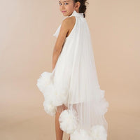 Off-white Elegant Girls Dress | فستان للبنات باللون السكري - Via Bambino