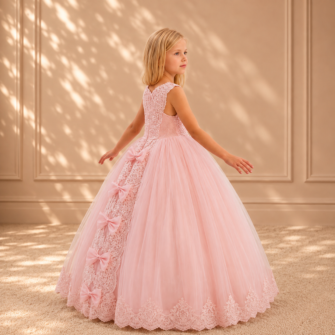 Blush Lace Bodice Tulle Ball Gown 3102 - back