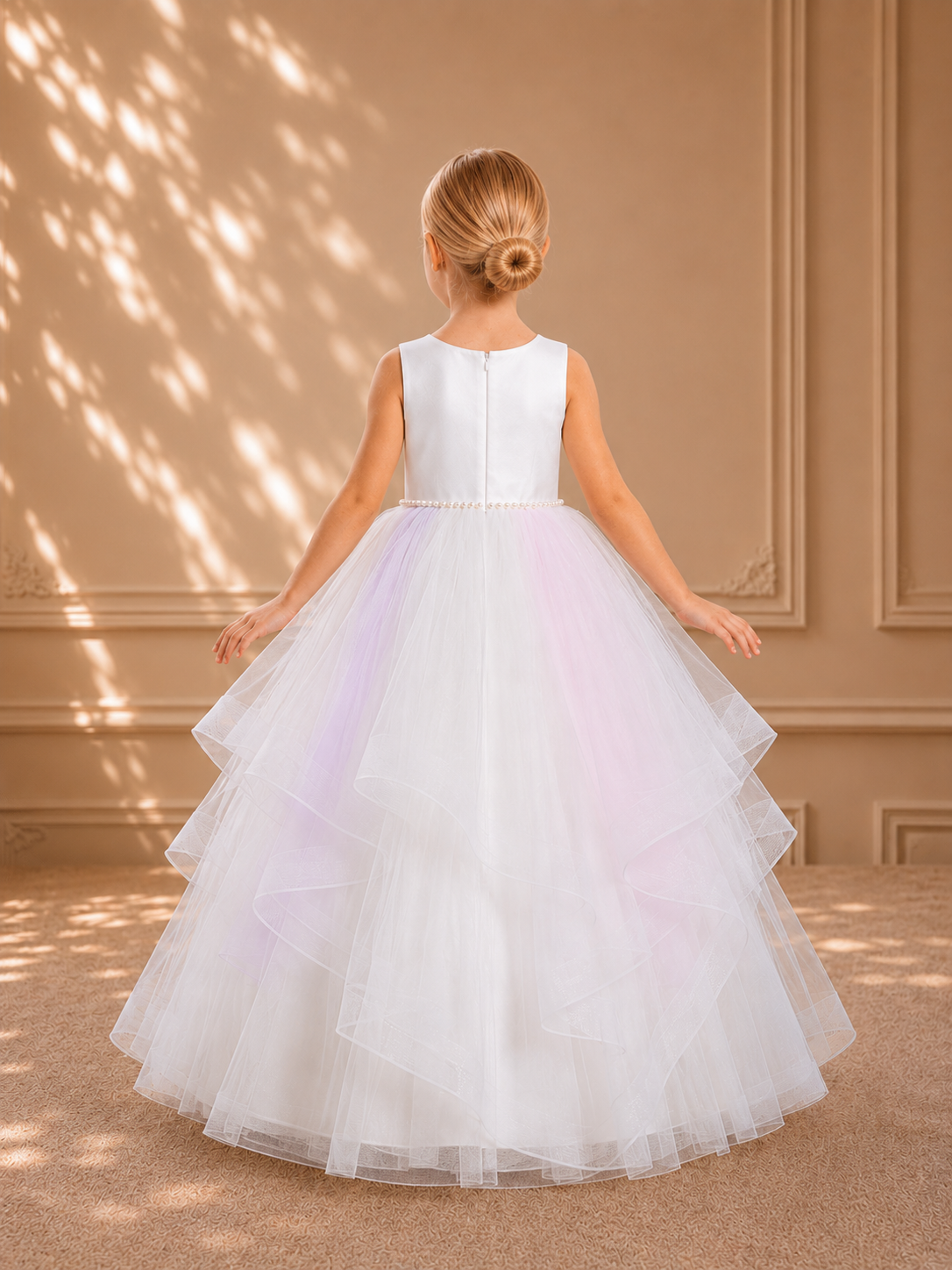 Ivory Floral Tulle Ball Gown 3126 - back
