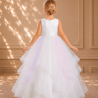 Ivory Floral Tulle Ball Gown 3126 - back