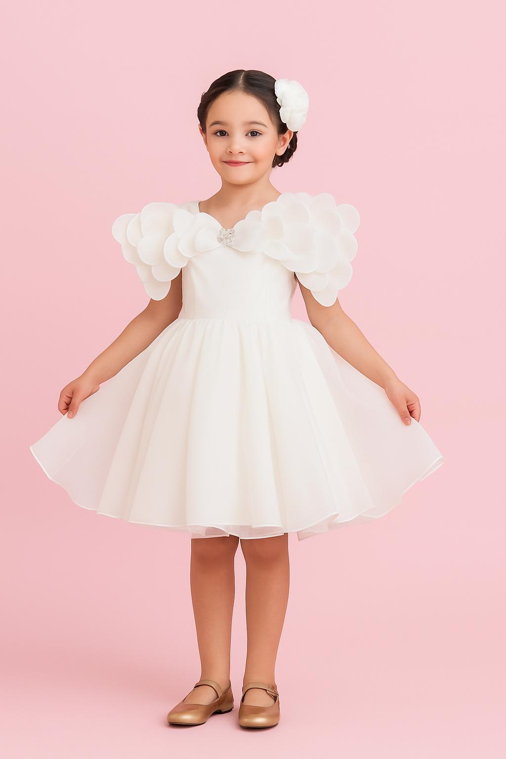 Girl Dress POR 3152 Off-White