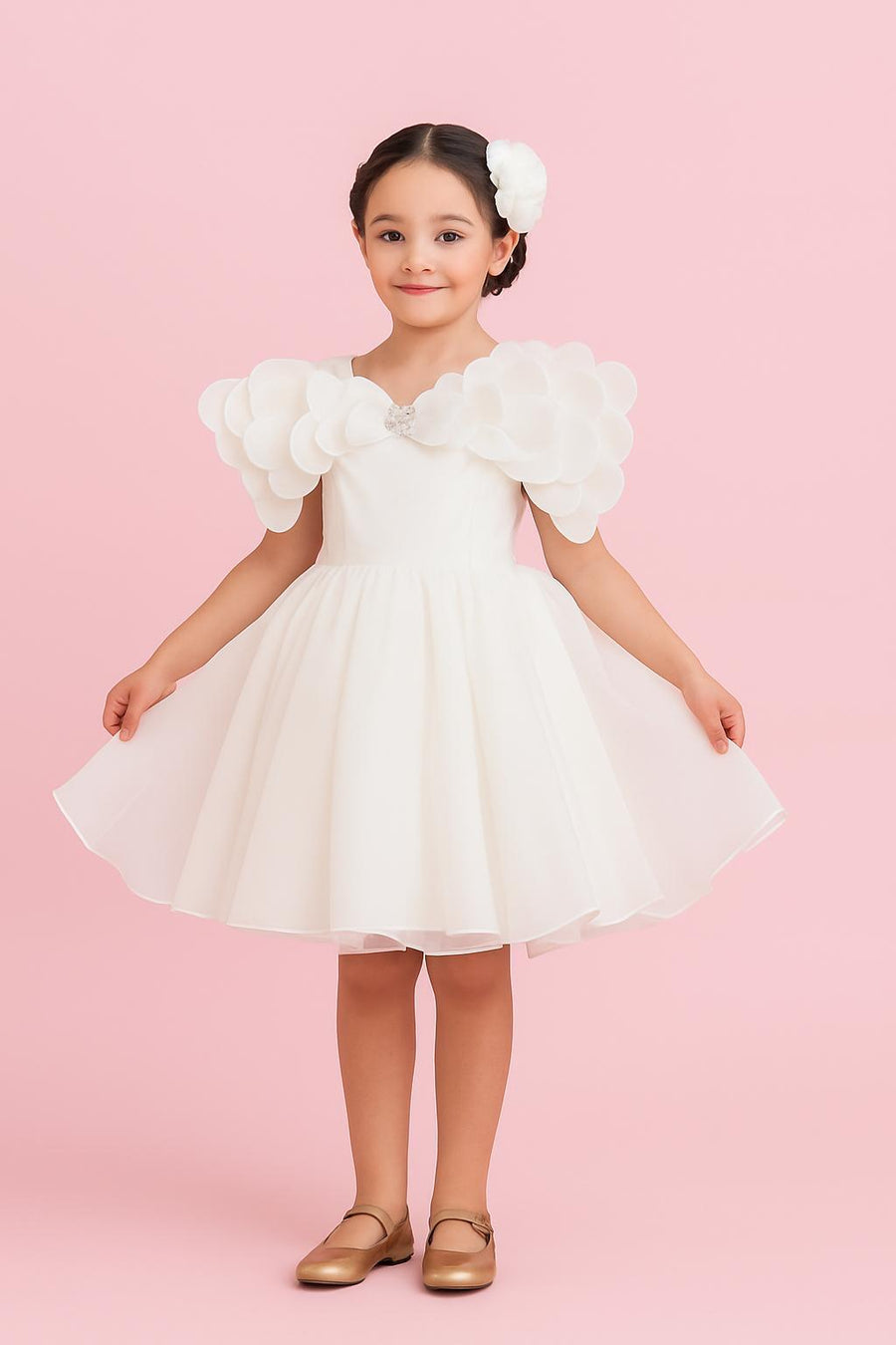 Girl Dress POR 3152 Off-White