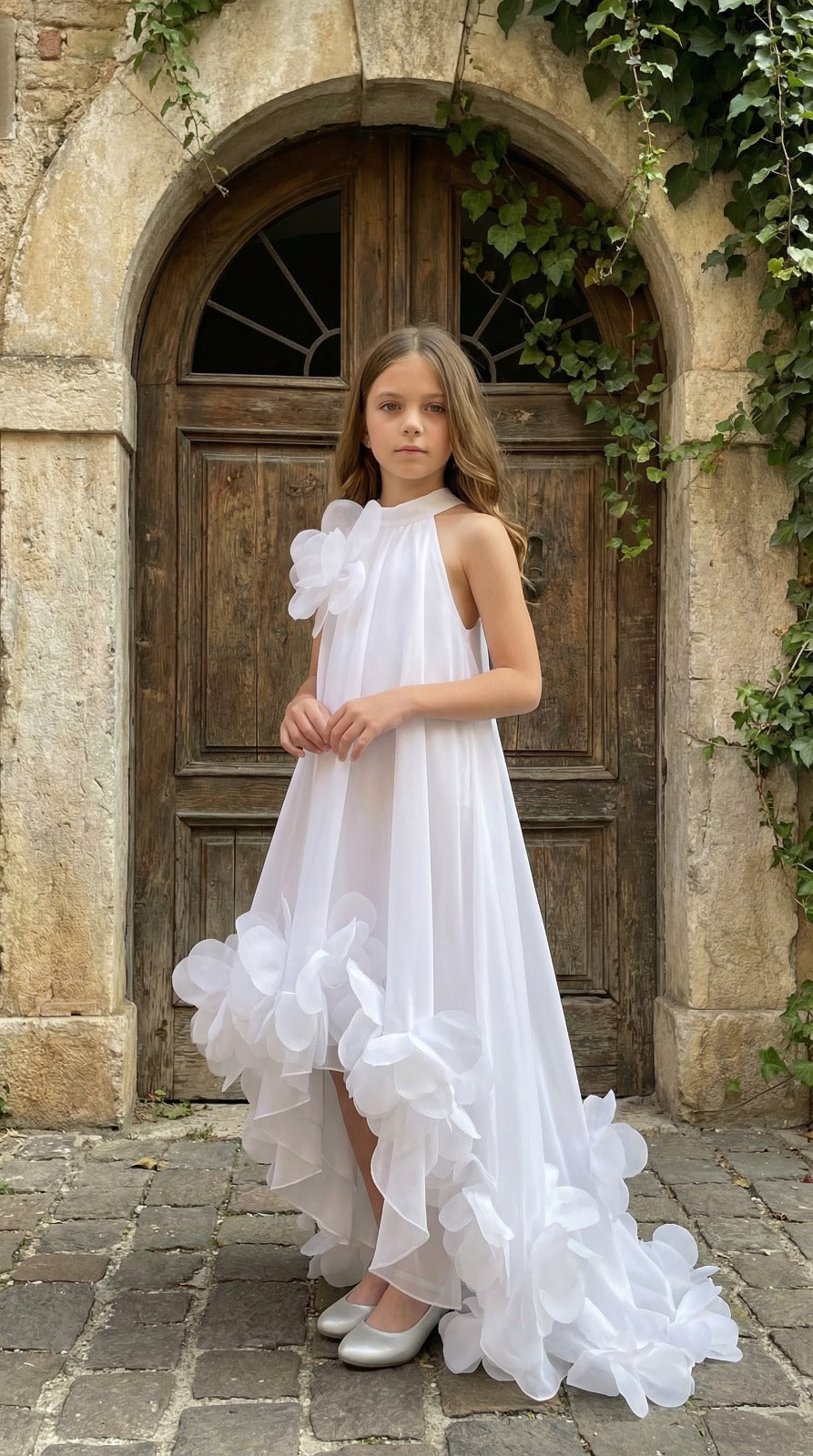 Ivory Cascade Couture Dress 3208