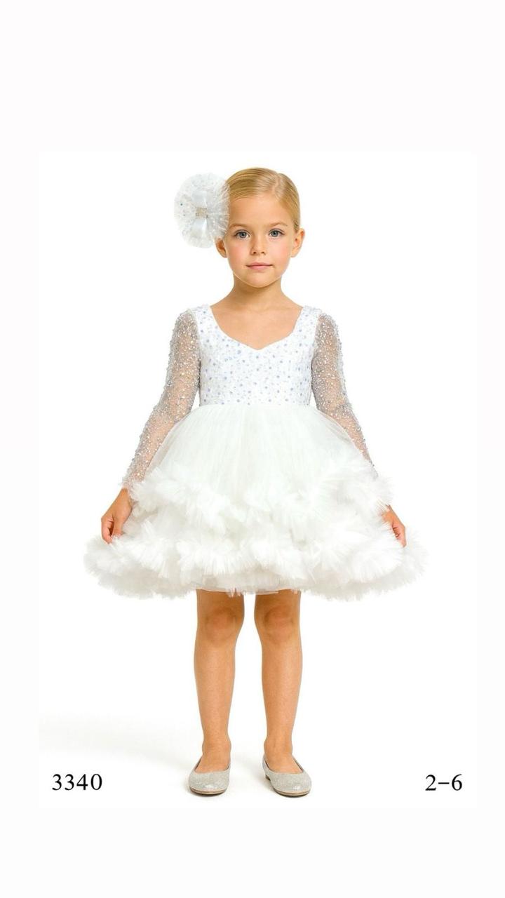 White Tiered Tulle Heart Dress 3340