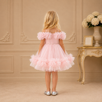 Blush Off-Shoulder Floral Pearl-Belt Dress 3415 - back