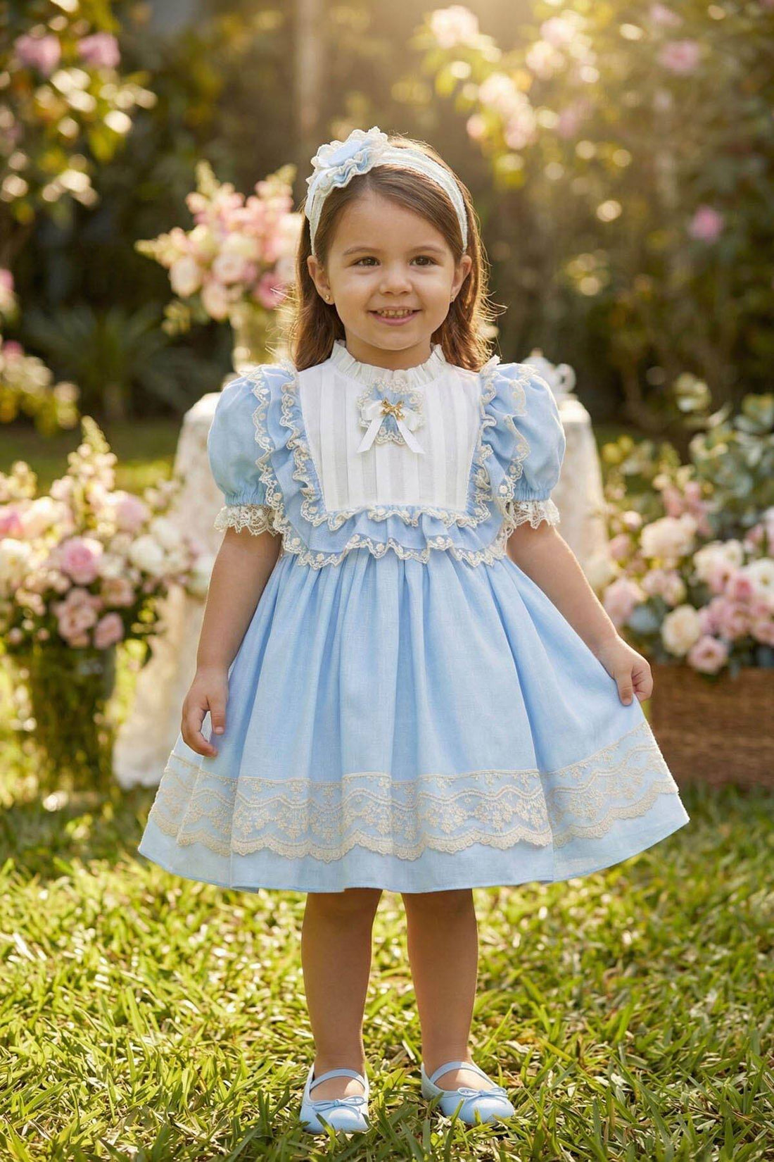 💎 Blue Vintage Garden Baby Dress 💎36420
