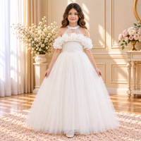 White Rose-Appliqué Long Dress 5732