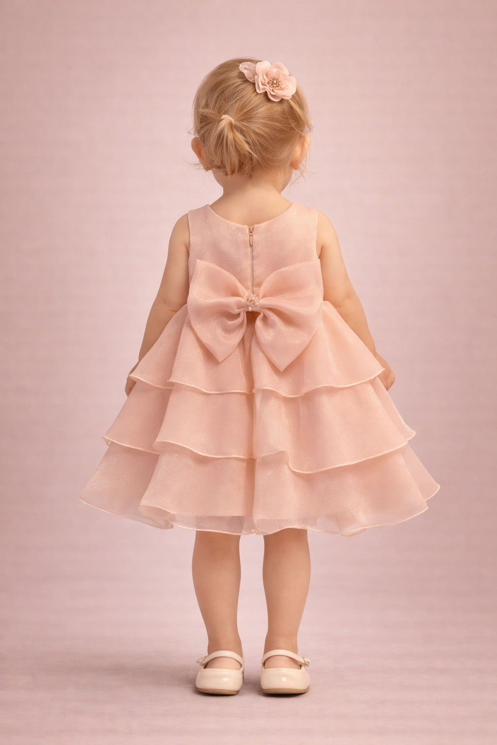Blush Layered Pearl Baby Dress 6126