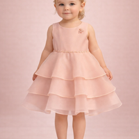 Blush Layered Pearl Baby Dress 6126