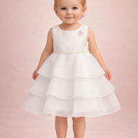 Ivory Layered Pearl Baby Dress 6126