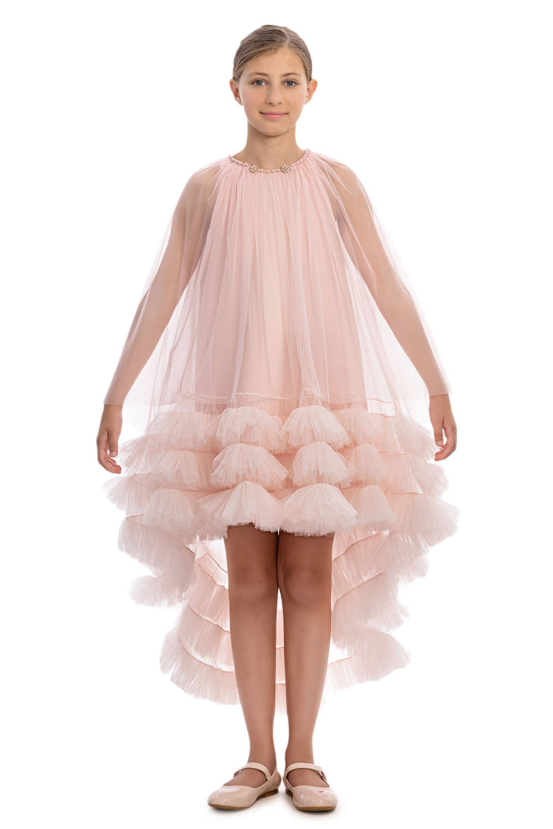 🌸 Blush Couture High-Low Ruffle Dress 🌸36125