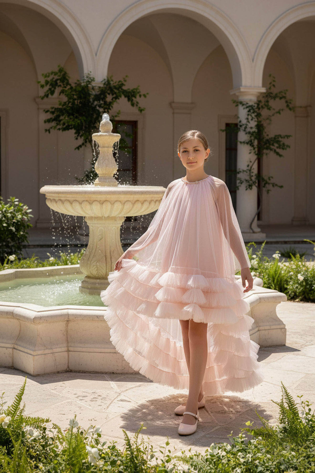 🌸 Blush Couture High-Low Ruffle Dress 🌸36125