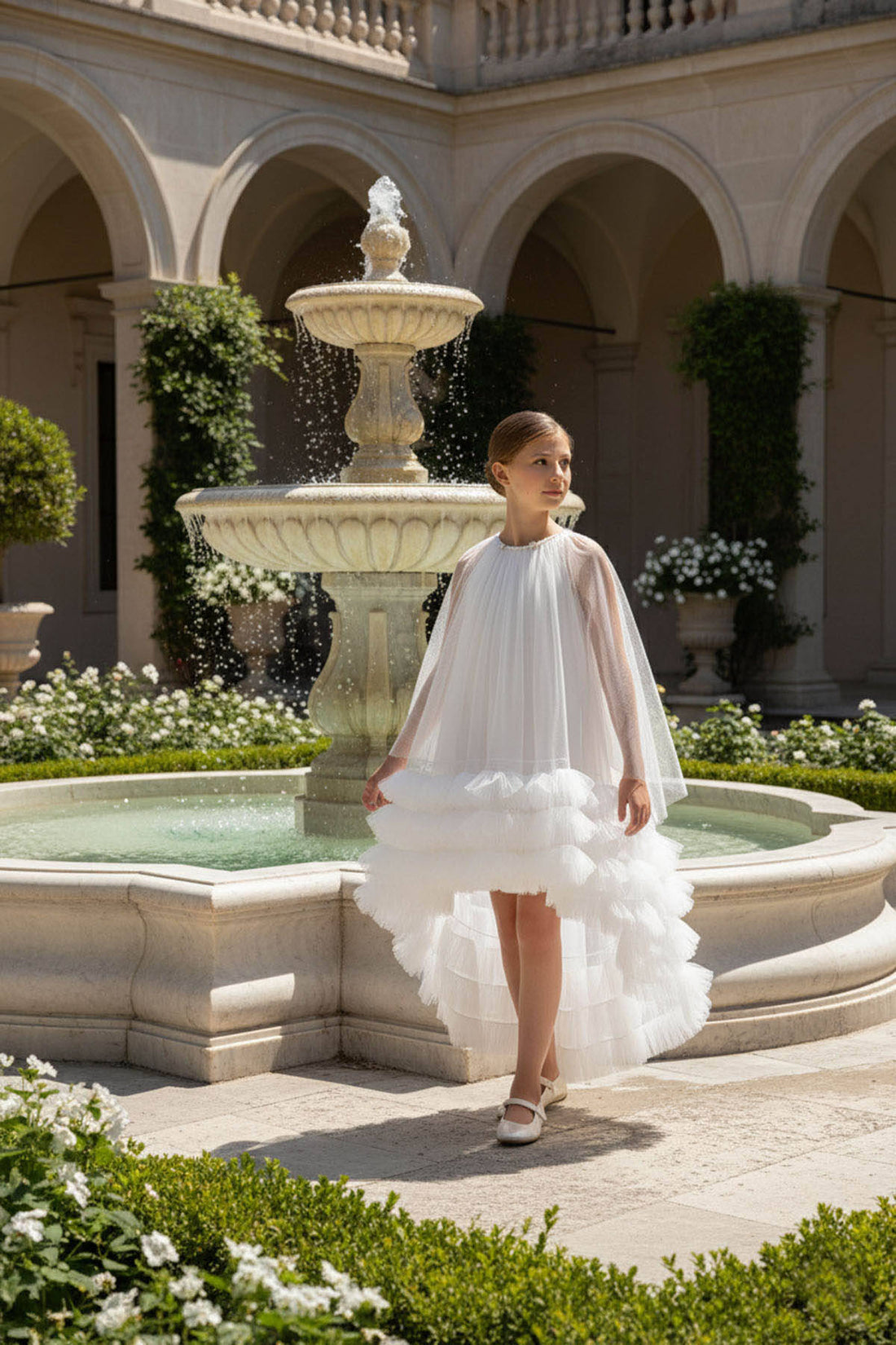 💎 White Couture High-Low Ruffle Dress 💎36125