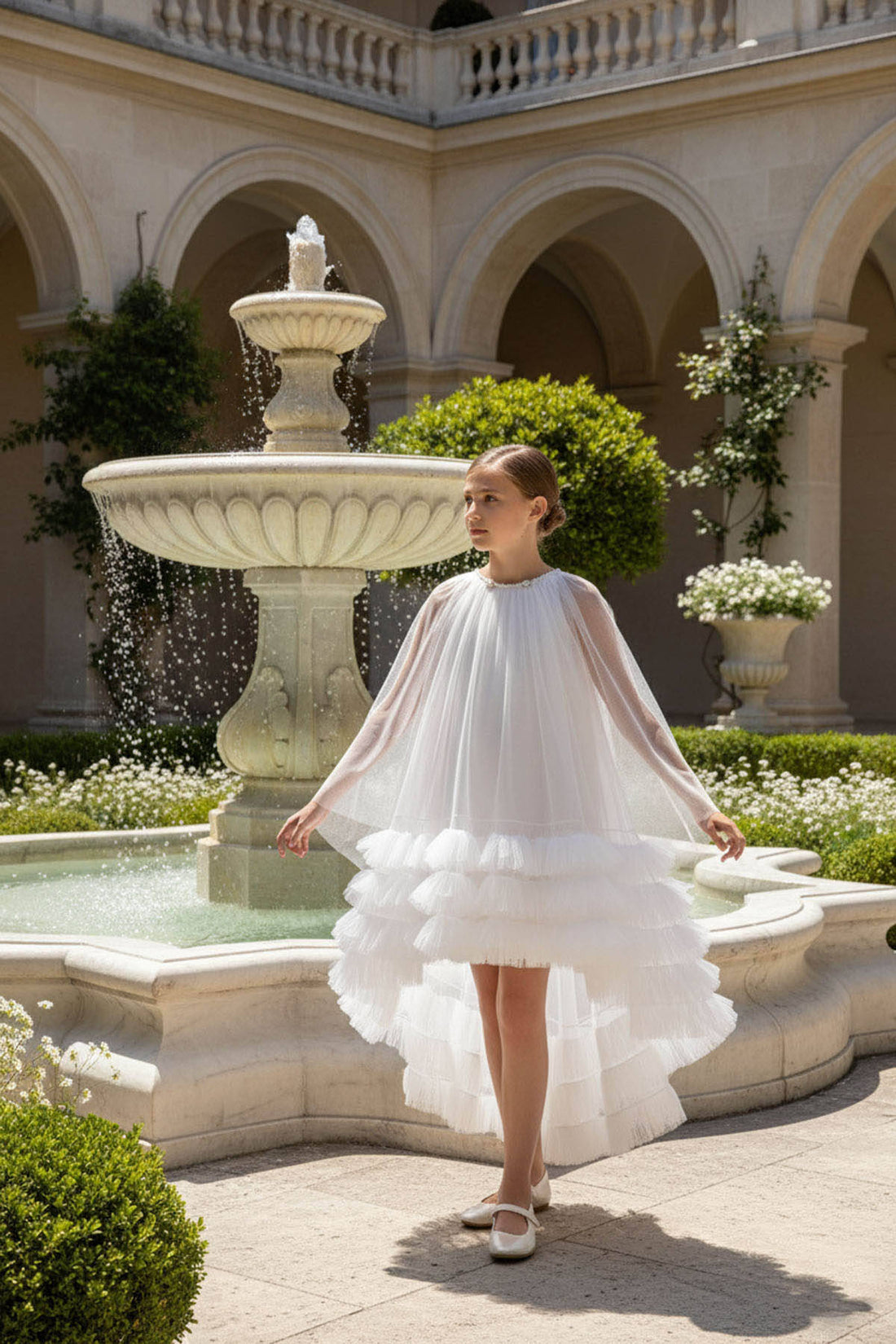 💎 White Couture High-Low Ruffle Dress 💎36125