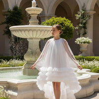 💎 White Couture High-Low Ruffle Dress 💎36125