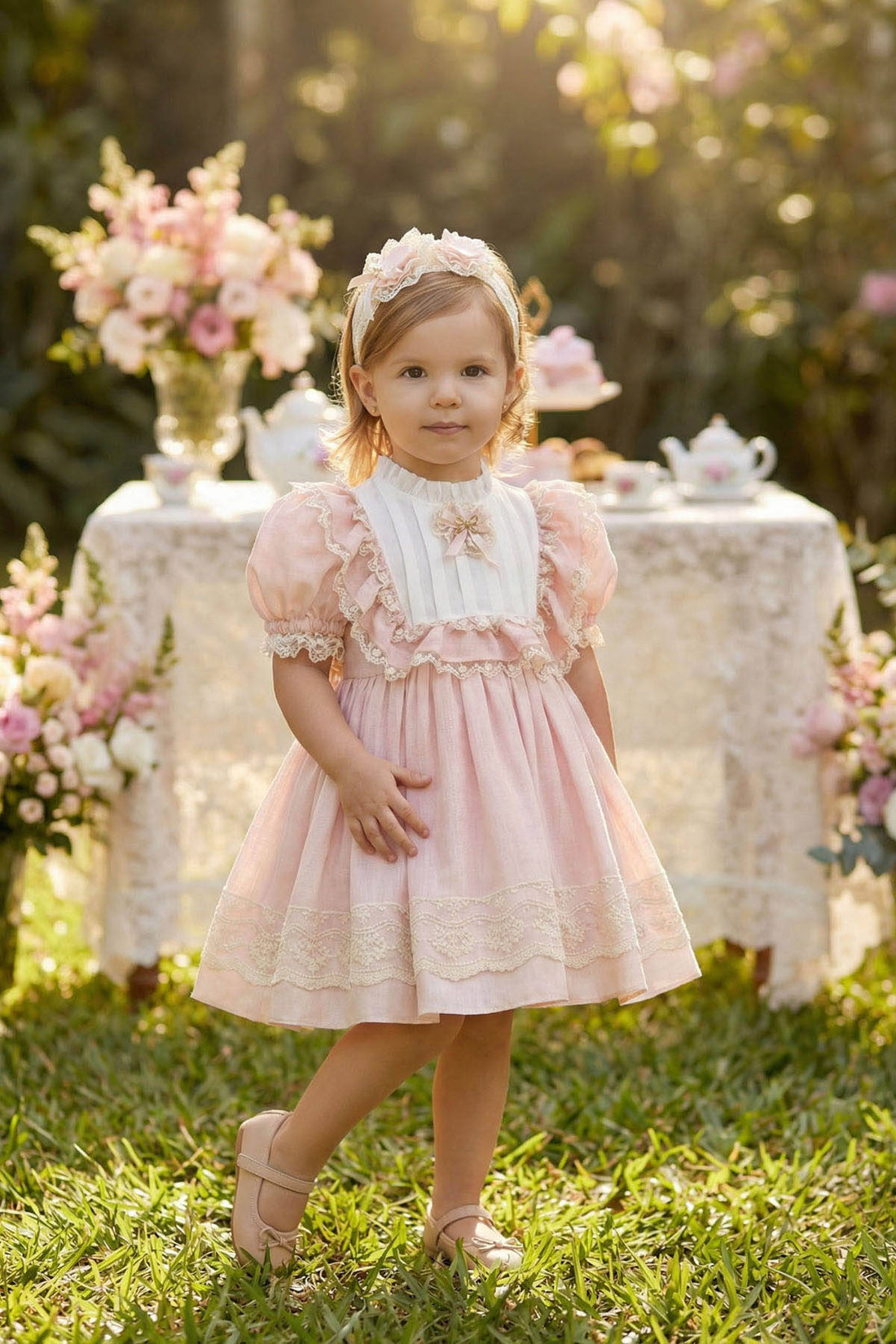 🤍Blush Vintage Garden Baby Dress 🤍36420