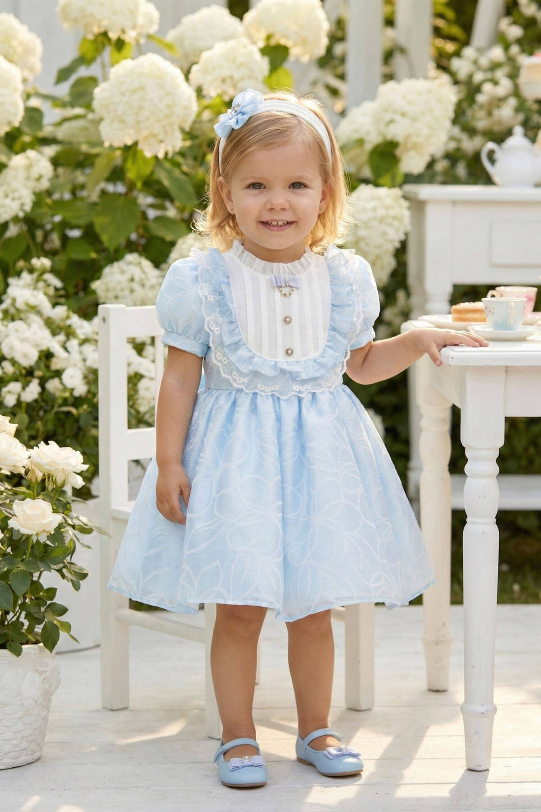 🤍Powder Blue Garden Lace Baby Dress 🤍 36445