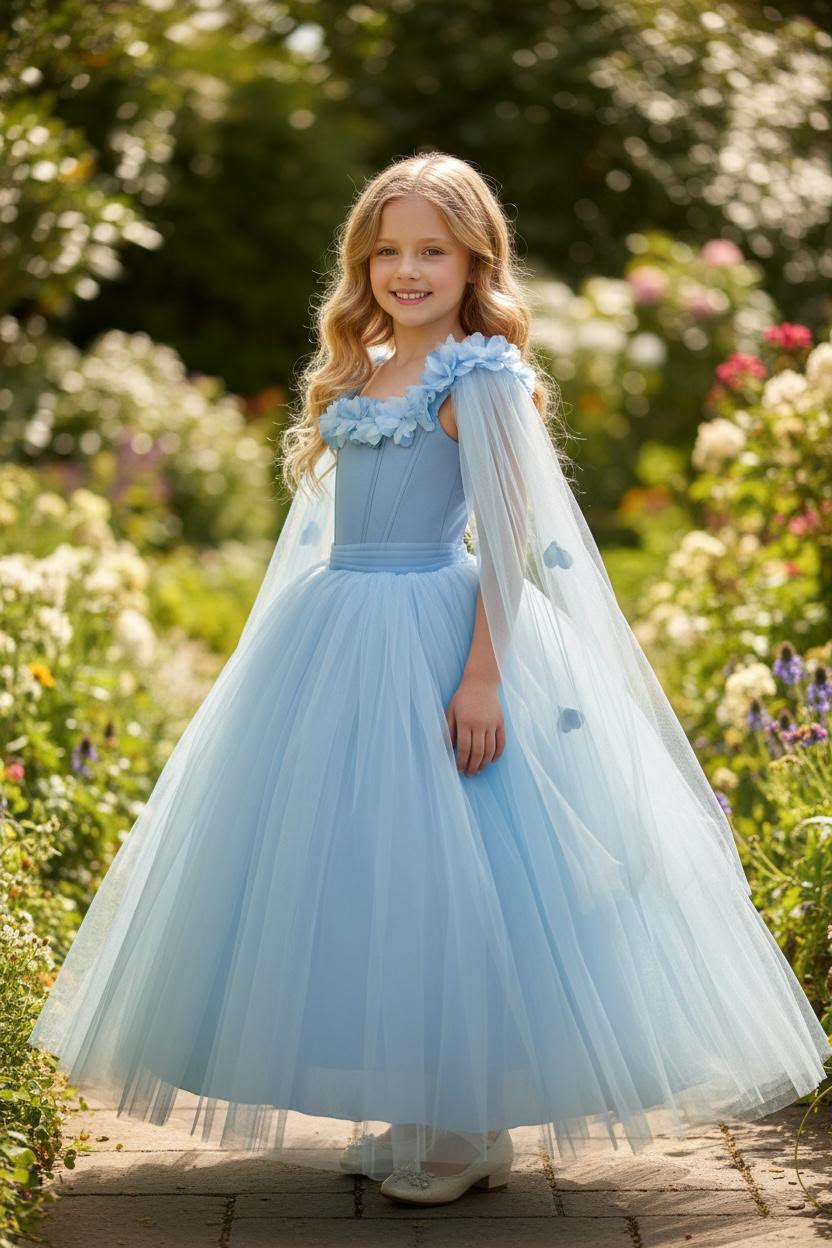 Periwinkle Beaded Off-Shoulder Gown 876 Blue