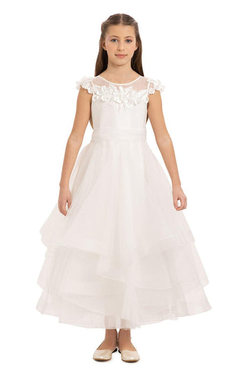 Lovely White Girls Dress 34094