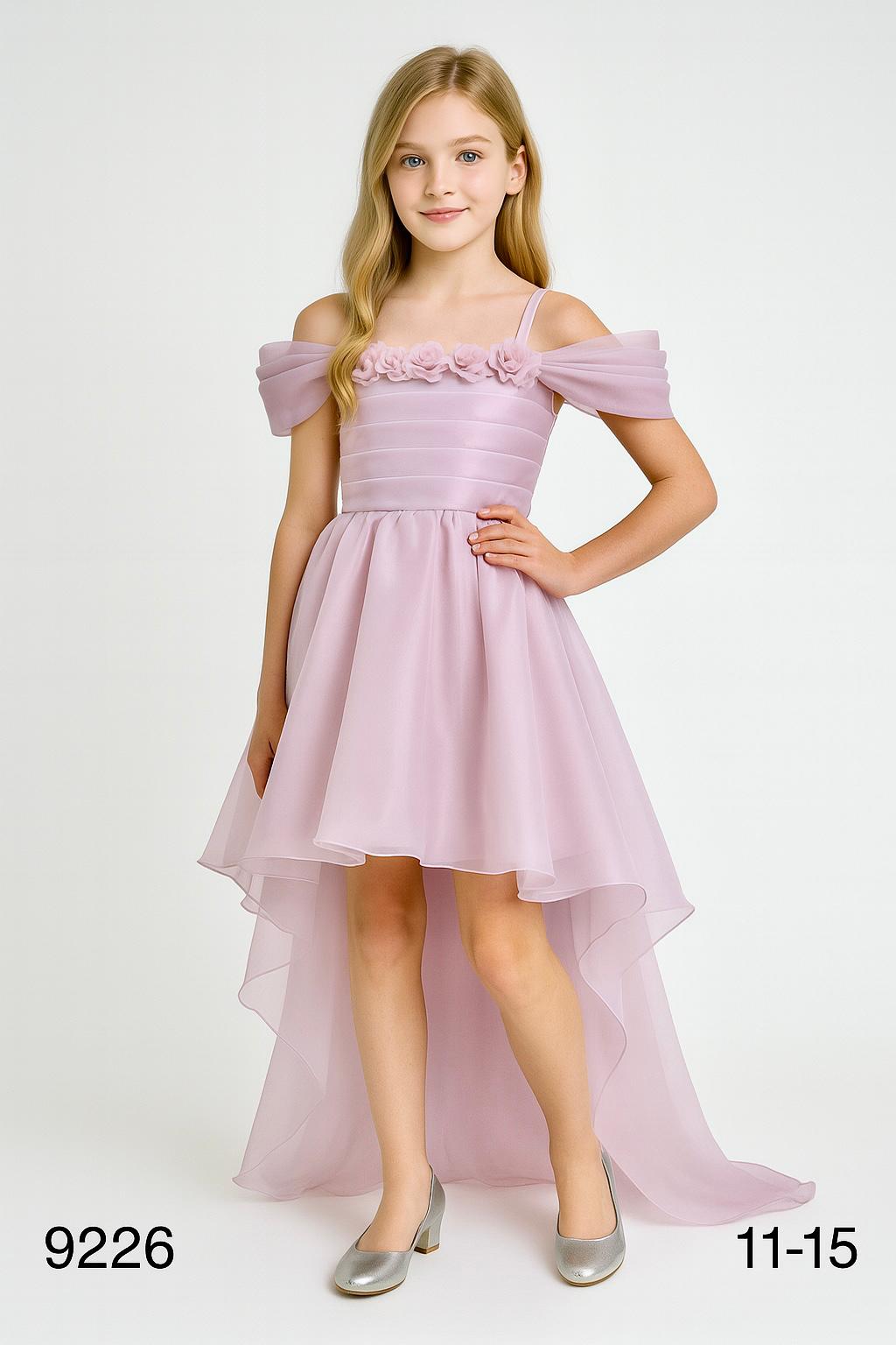 Lilac Off-Shoulder High-Low Chiffon Dress 9226