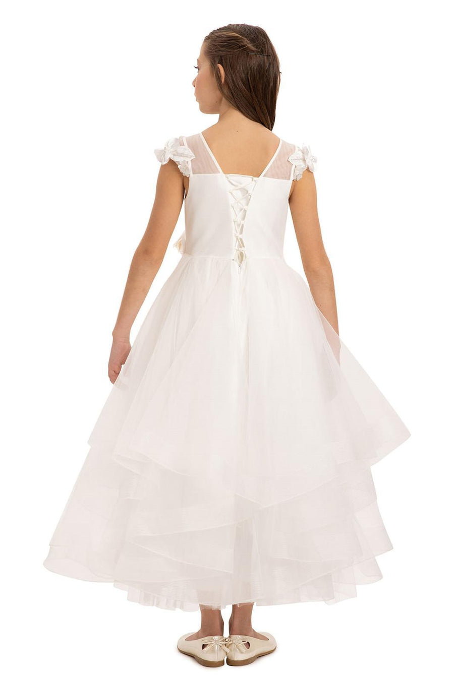 Lovely White Girls Dress 34094