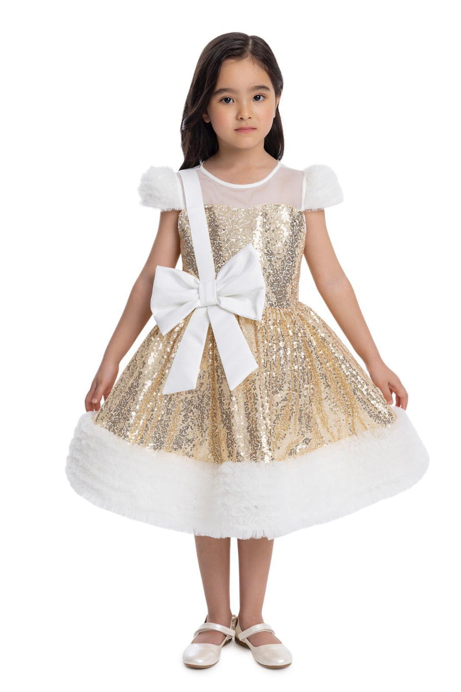 Lovely Girls Dress Gold 34043