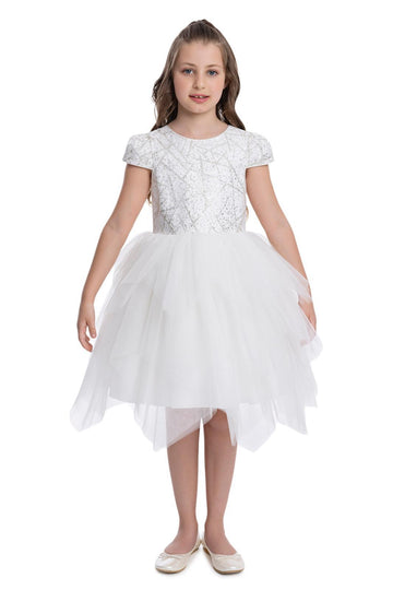 Lovely White Girls Dress 34012
