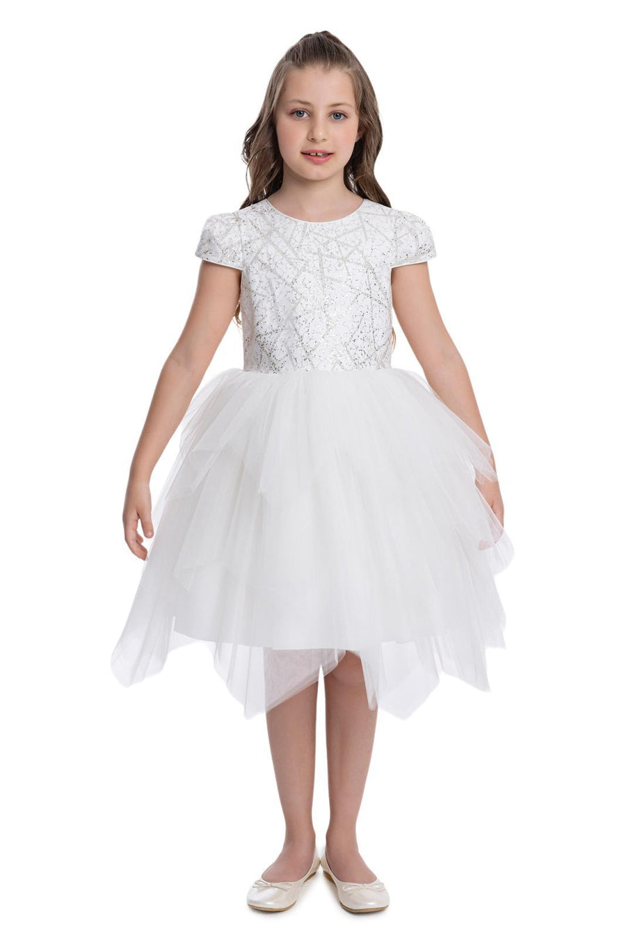 Lovely White Girls Dress 34012