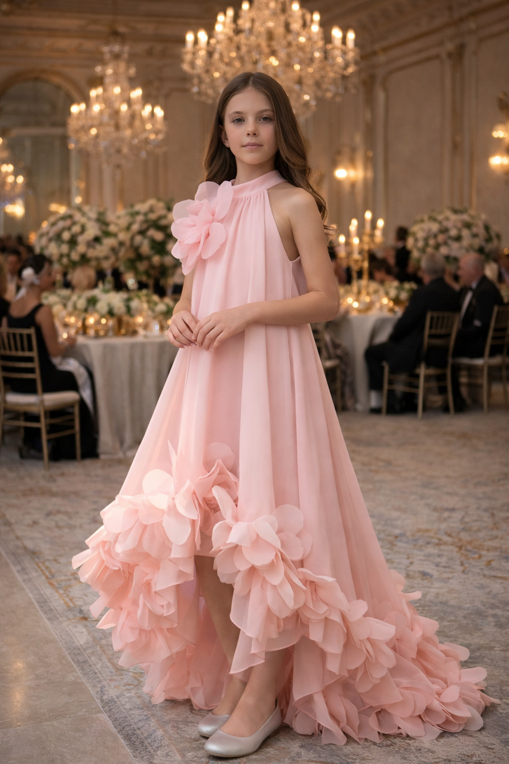 Pink Cascade Couture Dress 3208