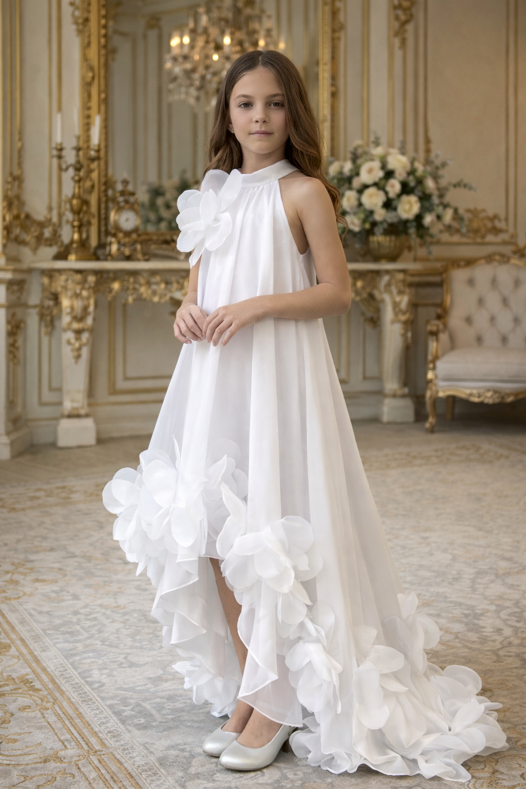 Ivory Cascade Couture Dress 3208