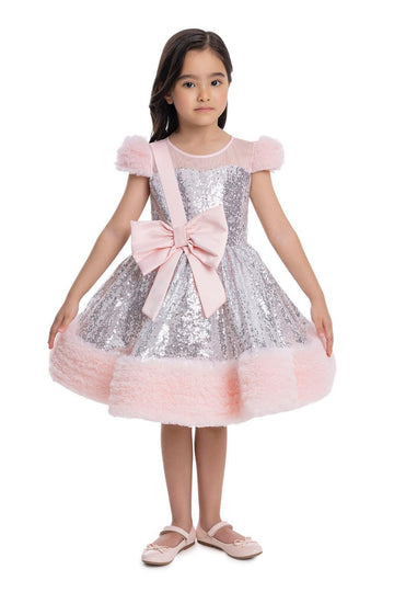 Lovely Girls Dress Silver 34043