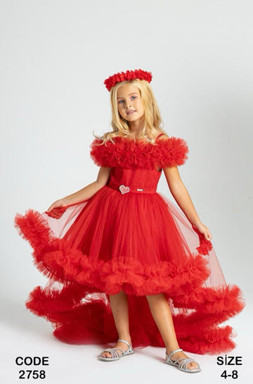 Girls Lovely Red Dress 2758