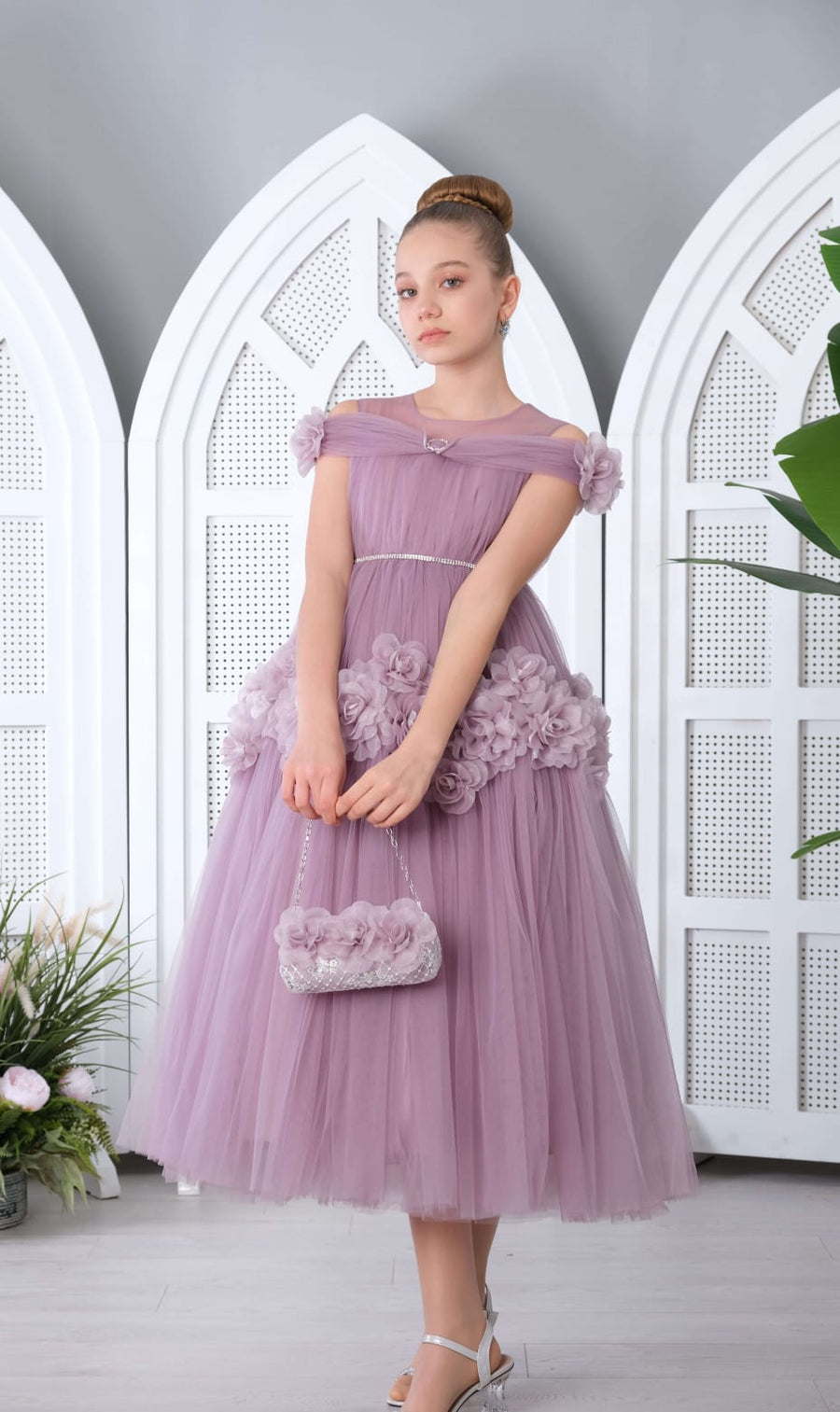 Flower Teen Dress Lilac 3131