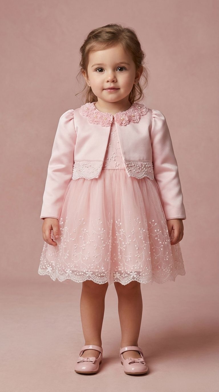 💗Blush Pearl Lace Dress & Jacket Set💗36362