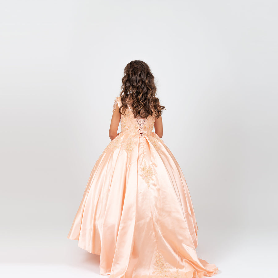 Luxury Wedding Peach Girls Dress 18704