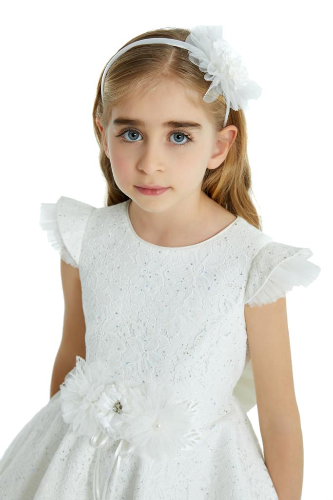 Lovely White Girls Dress 32057